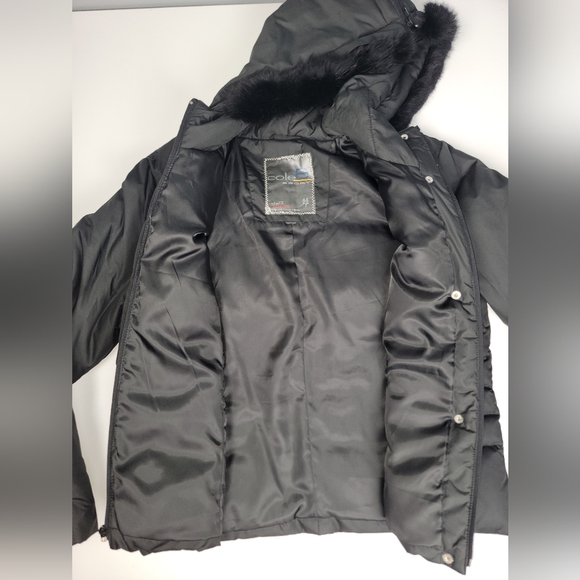 Cole B sport winter down quilted puffer jacket w/rabbit fur hood - Picture 7 of 14